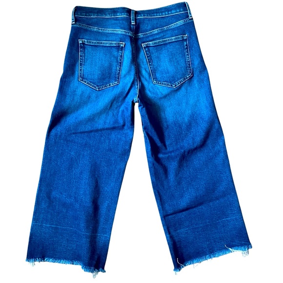 Banana Republic HIGH-RISE WIDE-LEG CROP Women’s Blue Jeans 28P Petite Raw Hem - Picture 3 of 9